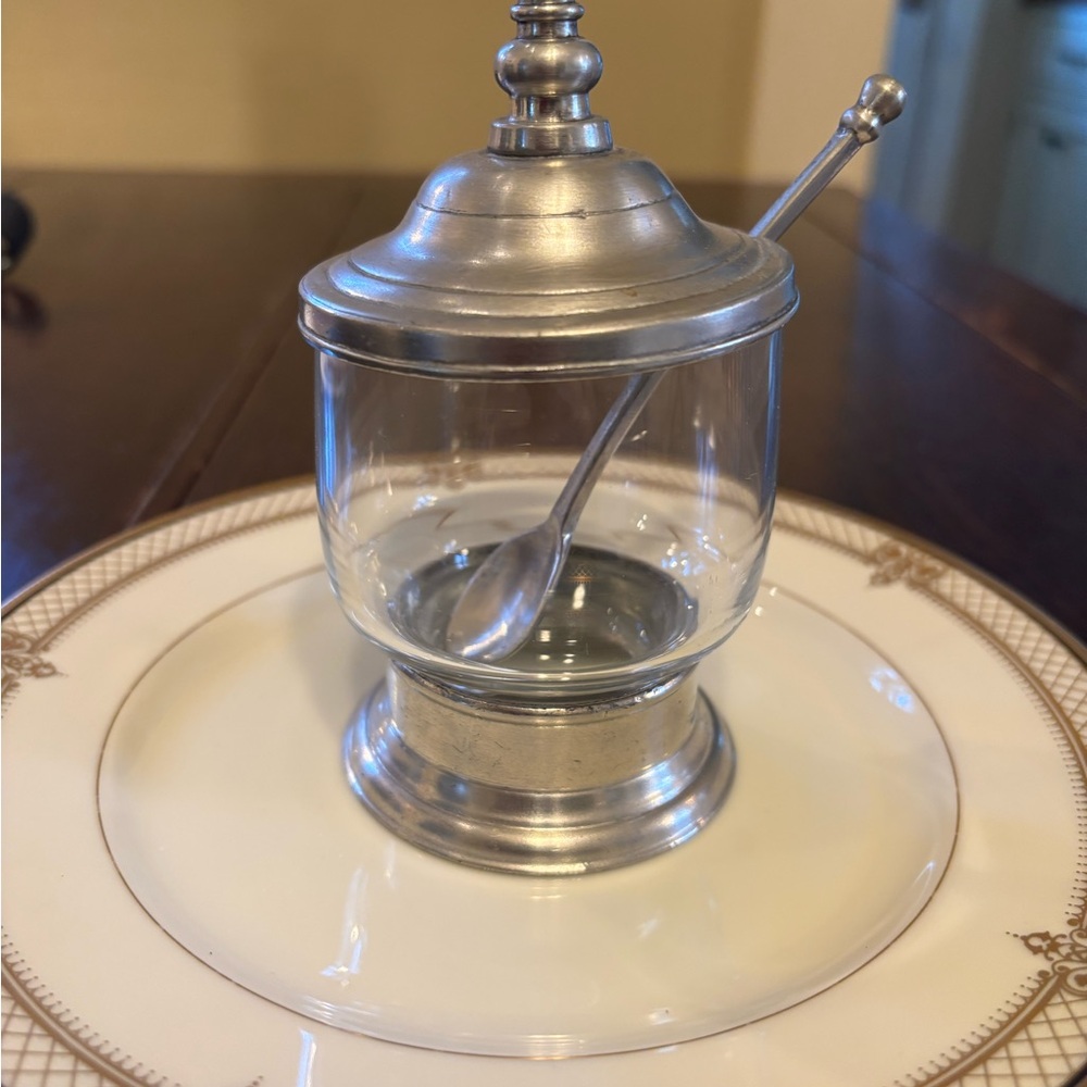 Match Pewter Condiment Jar with Spoon